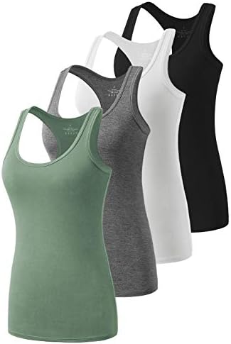 Star Vibe Racerback Treping Tops Tops for Women Basic Athletic Tanks Yoga Undershirt Sleesess Exercício Tops 4 pacote