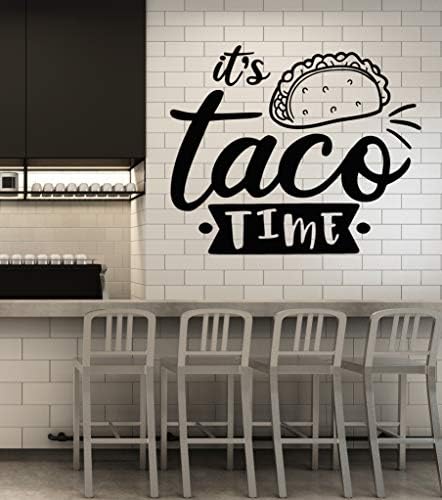 Taco de parede de vinil tempo time time mexicano saboroso comida cozinha adesivos mural decoração grande preto