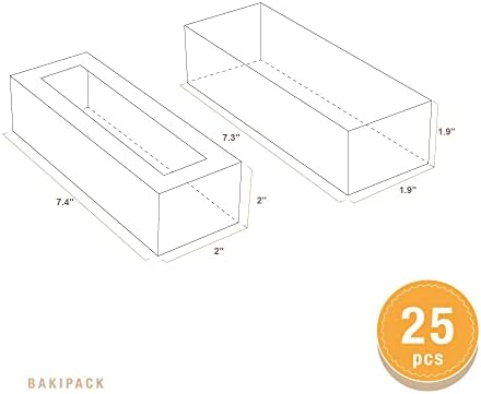 Bakipack 25 caixas de macaron para 6 caixas de macarons brancos com medição interior 7,3 x 1,9 x 1,9 Caixa de presente
