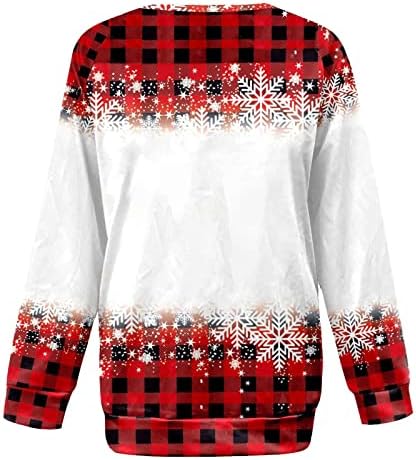 Akollsppnsy Crewneck Sworkshirts for Women Christmas Print Boat Condado Camisetas de outono largo para mulheres 2022 Trendy