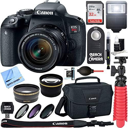 Canon EOS Rebel T7i Digital SLR Câmera com EF-S 18-55mm é lente STM + Sandisk Ultra SDHC 32GB UHS Classe 10 Cartão de memória + pacote de acessórios