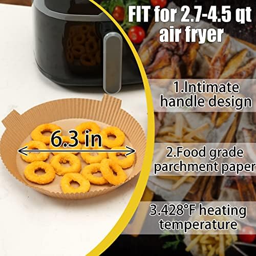 Air Fryer Disponível de papel, 60 PCs redondo revestimentos de pergaminho à prova de óleo redondos, 6,3 polegadas de cozinha