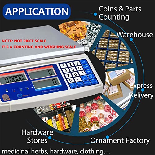 Escalas de peso de contagem eletrônica Ruishan 15kg/33lb Capacidade e 0,1g/00022lb Precisão Digital Balanço para peças e