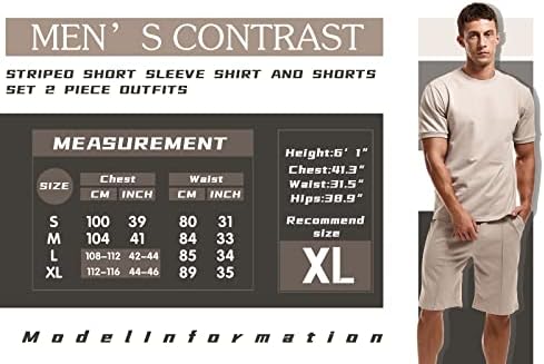 Men 2 peças roupas de verão Casual Crew Crew Muscle Muscle Short Sleeve Cirtas e shorts esportivos clássicos Conjunto de algodão Tracksuit