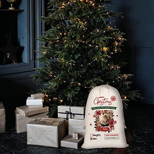Engraçado Golden Retriever Santa Sacks Palavras de Natal personalizadas de tecido de cã