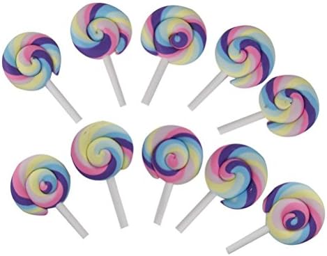 Ultnice Clay Lollipop Candy Embelexhish for DIY Craft 10pcs