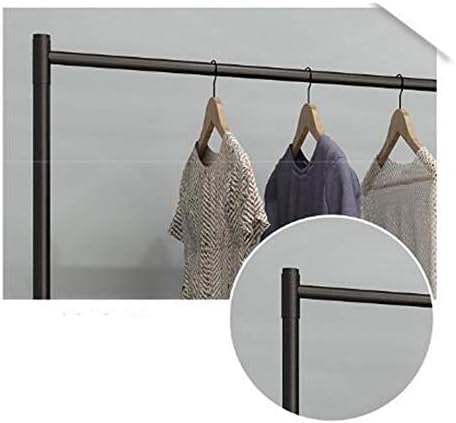 Rail de roupa estável simples, trilho de vestuário para piso de ferro, lojas de roupas Quarto da família, durável / preto
