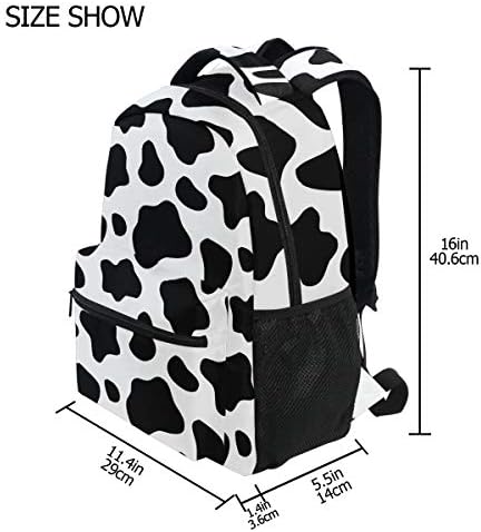 Alaza Black & White Cow Print Backpack Purse for Kids meninos meninas mulheres mulheres personalizadas iPad Tablet Travel School com vários bolsos