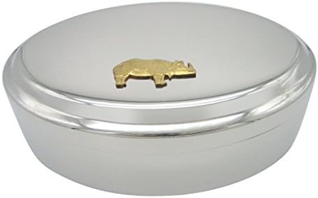 Gold tonificado pequeno rinoceronte pingente de jóias oval de bugiganga
