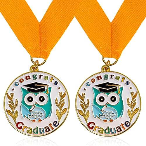 Medalha de graduação para crianças parabéns para crianças com fita de pescoço, jardim de infância e pré -escolar Prêmio de graduação, decoração de festas