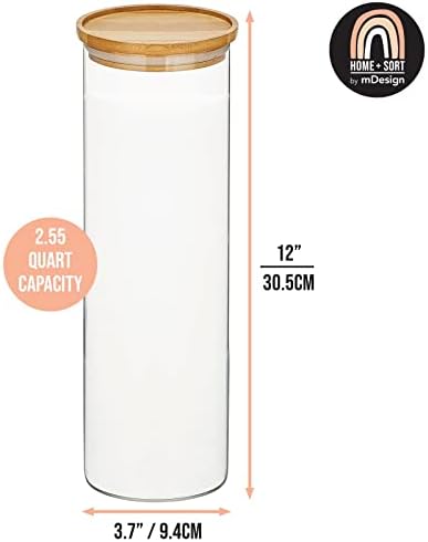 Mdesign Glass Lasisteiro de armazenamento extra grande com tampa hermética e etiquetas adesivas pré -impressas para balcão de cozinha, conjunto de combina