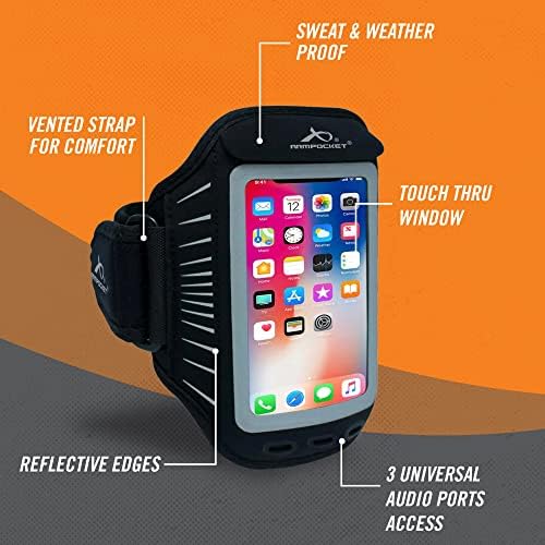 Armpocket Racer Plus Arm Band, titular de telefone em execução para iPhone 12/13 Mini, Galaxy S7 Edge, Pixel 4A e dispositivos