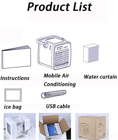 Cooler de ar portátil de Mozx, refrigerador pessoal de mini ar condicionado e umidificador baixo ruído com carregamento USB, pequenos