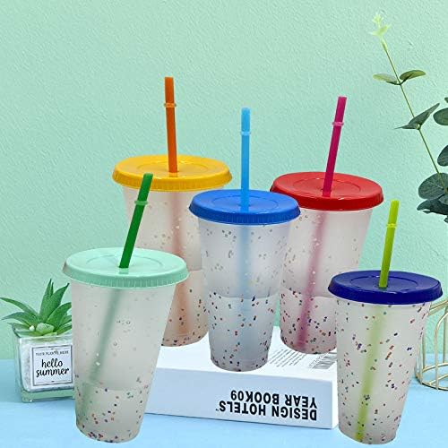 Estadico de cor de cor copo 5pcs 16oz 5 cores de copo de plástico Variável Copo colorido Copo reutilizável Magic Tumbler Cuple