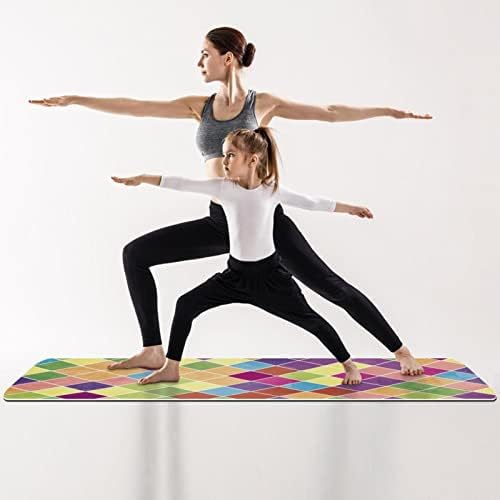Abstrato geométrico Argyle colorido extra grosso de ioga - Mat - Eco Friendly Friendly Lip Exercício e Fitness Mat Mat para todo tipo de ioga, pilates e exercícios de piso 72x24in