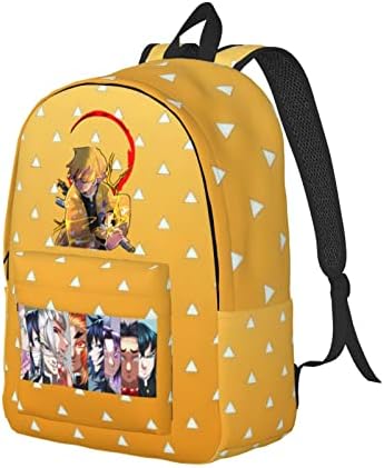Homraa Demon Anime Zenitsu Agatsuma Backpack Mulheres Mulheres Móveis da Backpack de Moda de Bolsa Escolar Para Fãs de Anime Homem Crianças Meninas Meninas da Faculdade Escola secundária