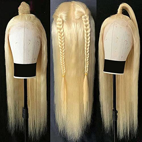 Yifute 613 Lace Loira Cabelo de peruca frontal Humano 13x4 Lace Frontal Straight Wig Human Human pré -arrancado com cabelos de bebê 150% de densidade para mulher com linha natural