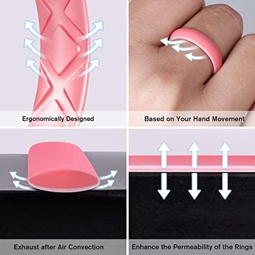 Egnaro Silicone Ring Women, arco interno do projeto ergonômico respirável anel de casamento de silicone feminino, largura de 4
