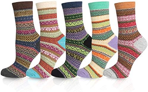 Justay 5 pares meias de lã feminina meias vintage de inverno
