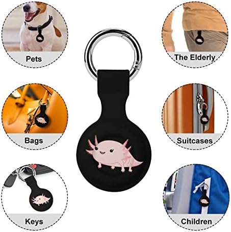 Cartoon Pink Axolotl Caixa de silicone impressa para airtags com chaveiro de protetora Tag do rastreador de tags de tags Acessórios para localizadores de tags