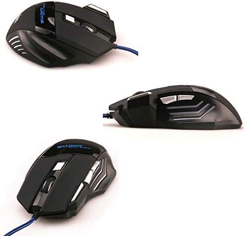 Mouse com fio de 7 botões, mouse de computador USB ergonômico com 4 DPI ajustável, luz LED de arco -íris, para jogos e escritório,