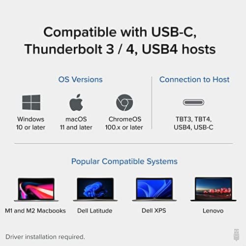 Plugable 4K USB C Delking Station Triple Monitor com entrega de energia 100W, Dock USB C para Thunderbolt 3/4, Windows