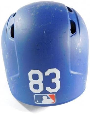 2019 Jake Peter 83 LA Dodgers usada Rawlings Capacete de rebatidas à mão esquerda CoA - jogo MLB Usado Capacetes usados