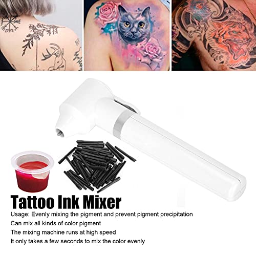 Misturador de tinta de tatuagem, máquina de mistura de pigmentos de tinta de tatuagem elétrica com acessórios de tatuagem de mixagem de 50 pcs, tatuagem de tatuagem Tattoo Mixer Tattoo Pigment