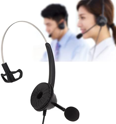 Fones de ouvido monaural, volume preto mudo 100Hz-10kHz ouvido de ouvido único fone de ouvido de atendimento ao cliente com cartão