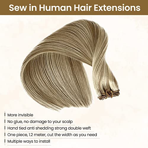 Costura em pacote de cabelo Cabelo humano 24 polegadas de mão amarrada Extensões de cabelo de trama humana costura em cabelos
