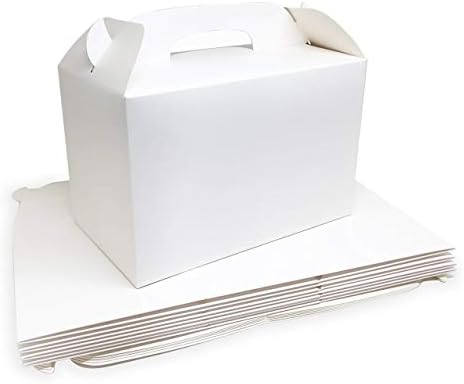 MintieJamie White Treat Boxes 2 dúzia de caixas brancas para favor a favor 8,5x5x5,5 polegadas de alça grande caixas de favor, caixa de festas infantis, caixa de festa, caixa de brindes de aniversário, nenhuma montagem necessária