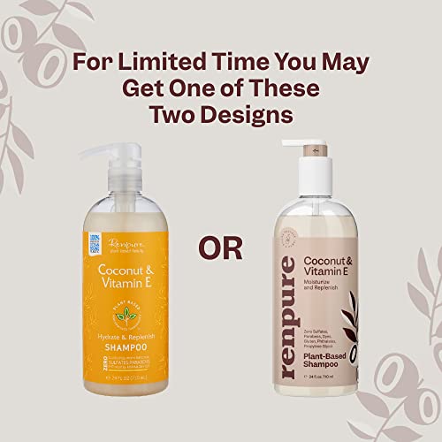 Renpure Coco e vitamina E hidratam e reabastecem shampoo - ideal para cabelos sem vida - folhas cabelos sedosos e lisos