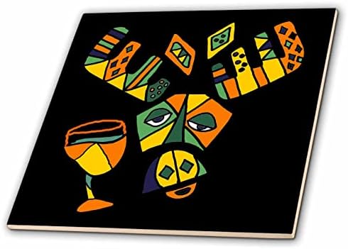 3drose legal engraçado alce bebendo vinho abstrato cubismo Arte do estilo Picasso - azulejos