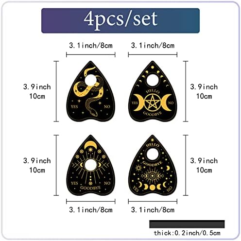 Creatcabin 4pcs Planchette para tábua de madeira Lua de madeira Mini Crystal Sphere Stand Snake Witch Stuff Stuff Wiccan Altar Decor Supplies Small Bandey para Crystal Ball Stones Witchcraft