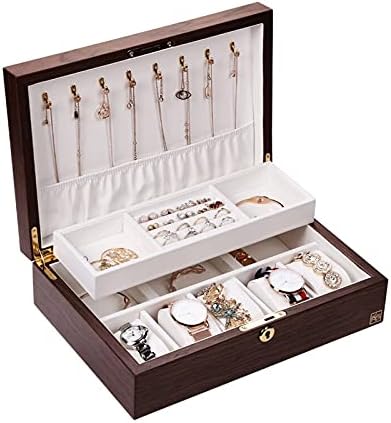 Emers requintada- Jóias Jóias Organizador da caixa de joias para mulheres meninas, 2 camadas de armazenamento de jóias