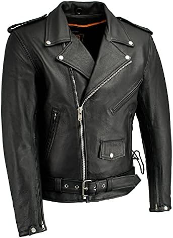 Milwaukee Leather Men's Standard LKM1711 Jaqueta de couro de renda preta