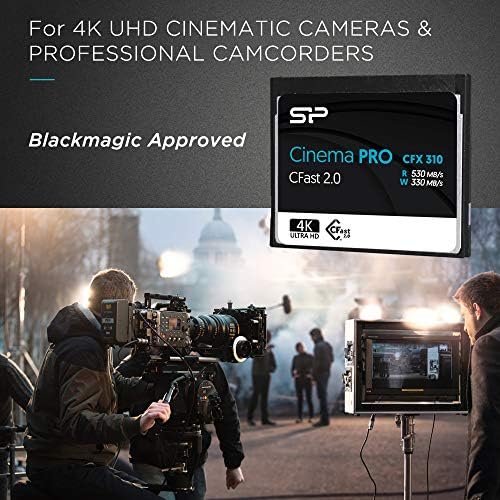 SP 256GB CFast2.0 Cinemapro CFX310 Card, 3500x e até 530 MB/s Read, MLC, para Blackmagic Ursa Mini, Canon XC10/1D x Mark II