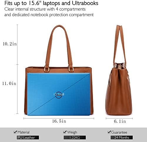 Laptop Bag para mulheres 15,6 polegadas de couro impermeável Bolsas de computador feminino Braquilha de trabalho de escritório de negócios