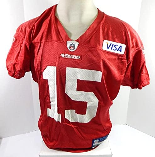 2009 SAN FRANCISCO 49ers Michael Crabtree 15 Game usado Jersey Red Practice L 26 - Jerseys de jogo NFL não assinado
