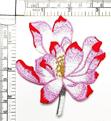 Kleenplus rosa lótus patch fofo lotus flores ferro em remendo apliques bordados costurar em patch para roupas jeans