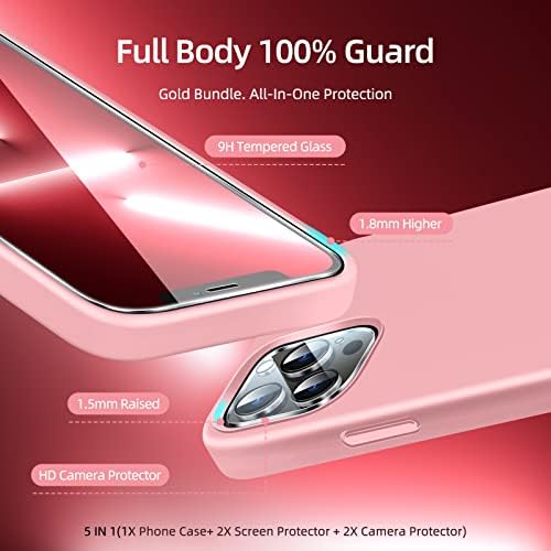 JTWIE [5 em 1 para iPhone 13 Pro Case 6,1 polegadas, com 2 protetor de tela de pacote + 2 protetor de lente da câmera de embalagem, líquido de silicone de choques de choque slim capa