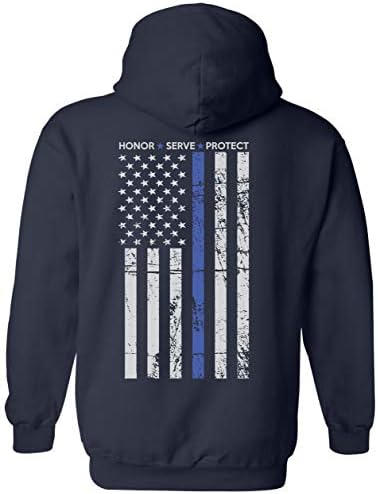 Patriot Apparel Linha azul da polícia unissex com capuz com capuz