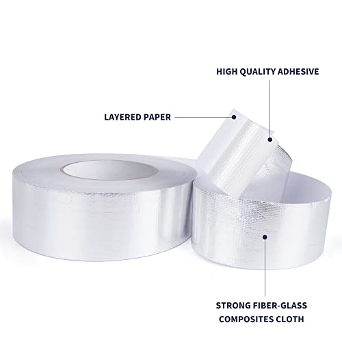 Fita de alumínio de fibra de fibra de vidro TapeBear, fita adesiva de isolamento profissional de alta temperatura, resistência