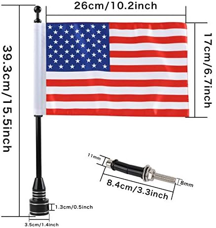 American Flag USA com monte de bandeira de motocicleta preta para Harley Davidson Honda Goldwing CB VTX CBr Yamaha - Cits de bagagem redonda de 1/2