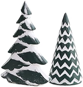 Qiaoidea nova árvore de natal de mesa, conjunto de 2 decorações de árvore de Natal de madeira ornamento