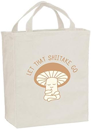Deixe esse shiitake ir - meditação cogumelo engraçado de lona reutilizável bolsa de mercearia