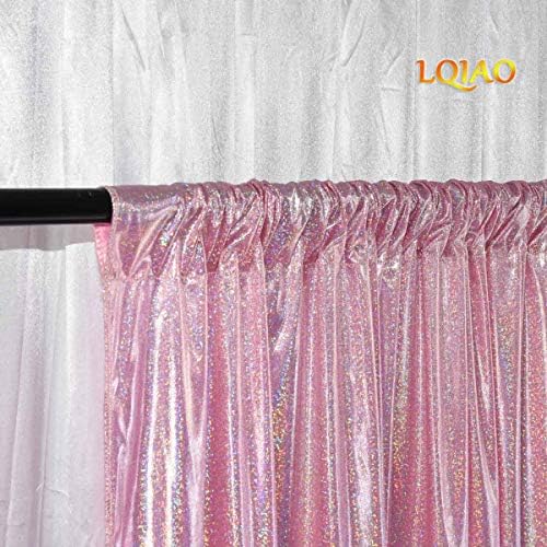 Lqiao laser rosa 5x10ft cenário Shimmer Shimmer Holográfico Curta