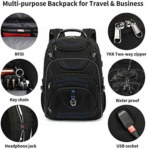 Mochila Boniyee Laptop para homens - Viaje Backpack com porto de carregamento USB para viagens diárias e viagens - Menina