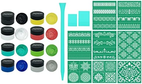 Tinta de pasta de giz JaJado com kit de partida de estêncil de tela de seda, reutilizável malha adesiva manda estêncil