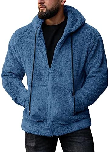 Hoodies para homens, Sherpa Hoodie de Men Sherpa Moletom Selva Longa Full Full Soft Fleece Jacket
